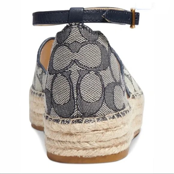 Coach Dillon Midnight Navy NEW w/box Jaquard Ankle strap Espadrilles - Picture 3 of 16